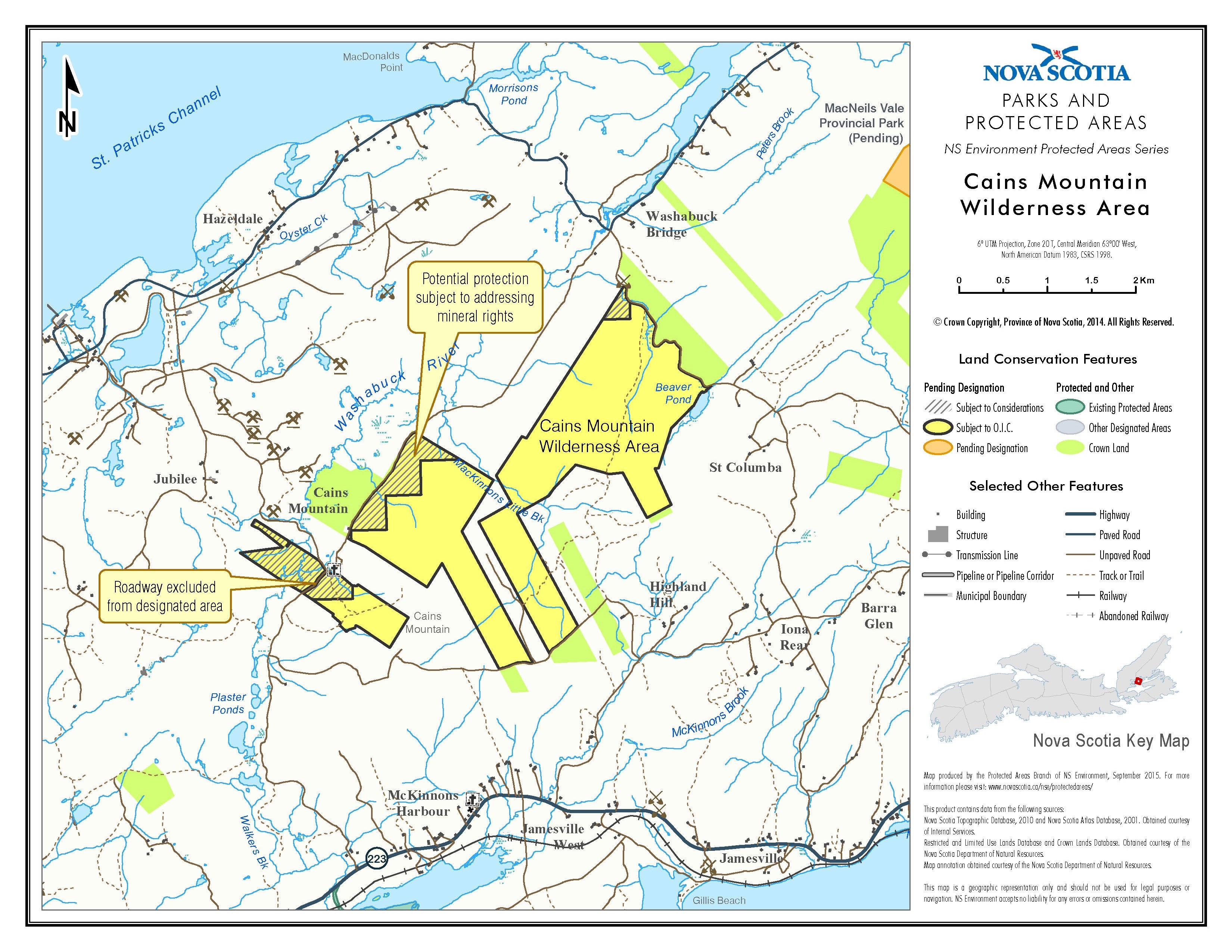 Approximate boundaries of Cains Mountain Wilderness Area
